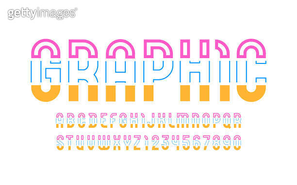 Graphic font, modern alphabet, cut out letters 이미지 (1453590340) - 게티이미지뱅크