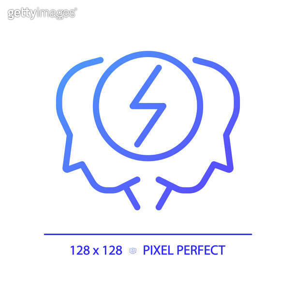 2D thin linear gradient conflict resolution icon 이미지 (1707506572) - 게티이미지뱅크