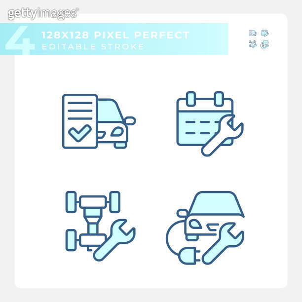 2D customizable blue car repair and service icons set 이미지 (1673763250 ...