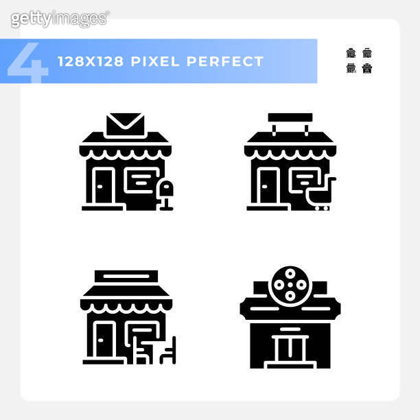 2D glyph style pixel perfect building icons 이미지 (1615953080) - 게티이미지뱅크