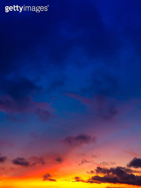 Sky with clouds during sunset. Sky gradient. Clouds and blue sky. A ...