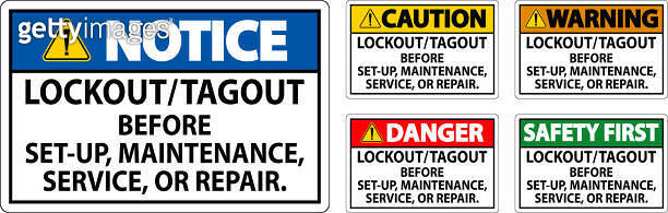 Danger Safety Label: Lockout/Tagout Before Set-Up, Maintenance, Service ...
