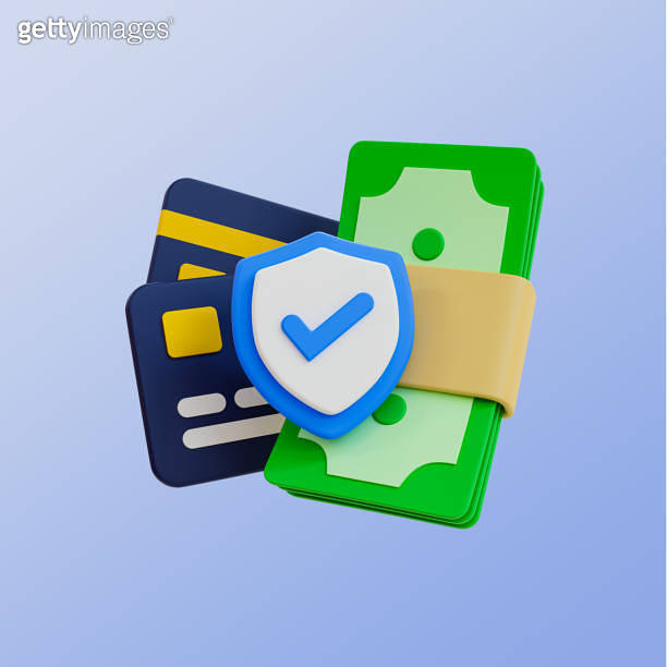 3d minimal transaction security. financial protection. safety payment ...