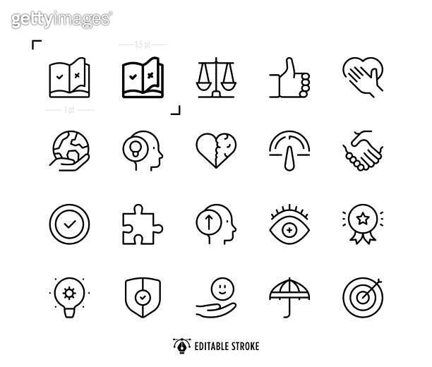 Core Values Line Icon Set. Editable Stroke. Pixel Perfect. 이미지 ...