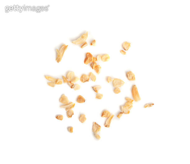 Dry Garlic Slices, Crispy Fried Cloves Pile Closeup, Roasted Grilled