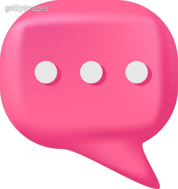 Waiting sign on pink speech bubbles. Vector 3d render speech bubble ...