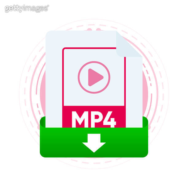 Download MP4 file with label on laptop screen. Downloading document