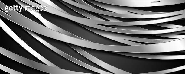 Silver metallic waves on dark background abstract design 이미지 ...