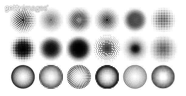 Halftone circle. Comic dotted circles, point tone pattern, gradient ...