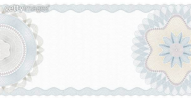 Cheque Border Voucher guilloche. Gift certificate, coupon or cheque template with ...