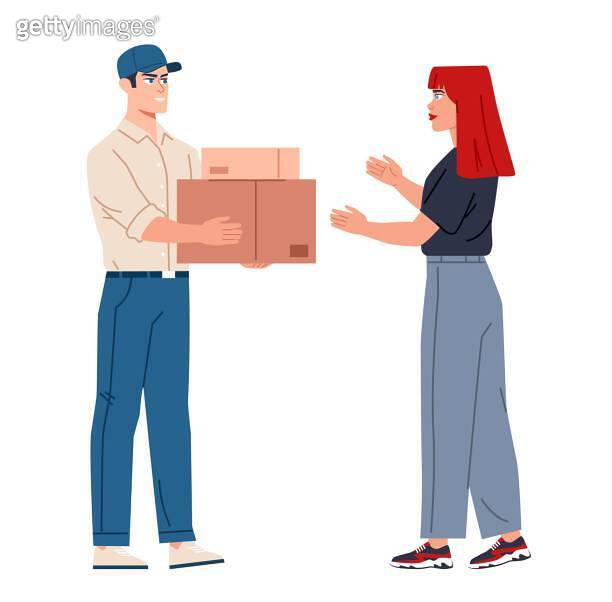 The courier passes the parcels to the girl ??? (1490978900) - ???????