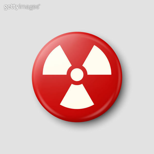 Vector 3d Realistic Round Red and White Warning, Danger Nuclear Symbol ...