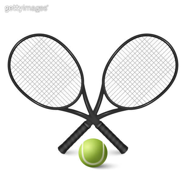 Golf Racket Vector Vector 3d Realistic Tennis Ball and Crossed Rackets Closeup Isolated on ...