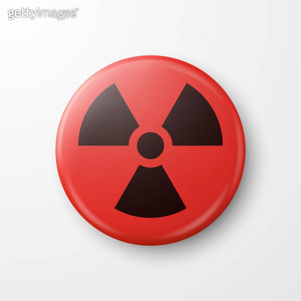 Vector 3d Realistic Round Red and Black Warning, Danger Nuclear Symbol ...