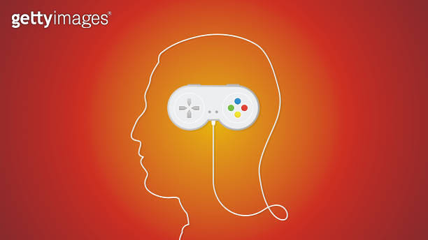 Retro game controller cord as a face shape 이미지 (1483868090) - 게티이미지뱅크