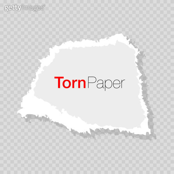 White ripped paper strip. Realistic paper scrap with torn edges ...