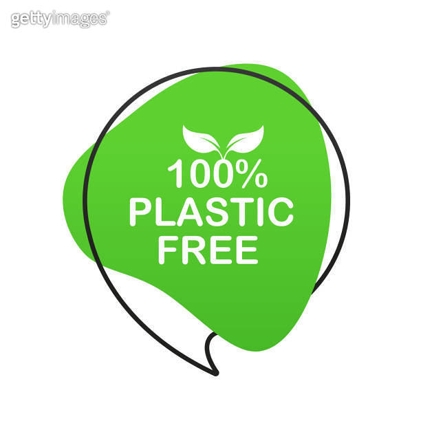 Plastic free green badge icon. Does not contain Bpa plastic, the