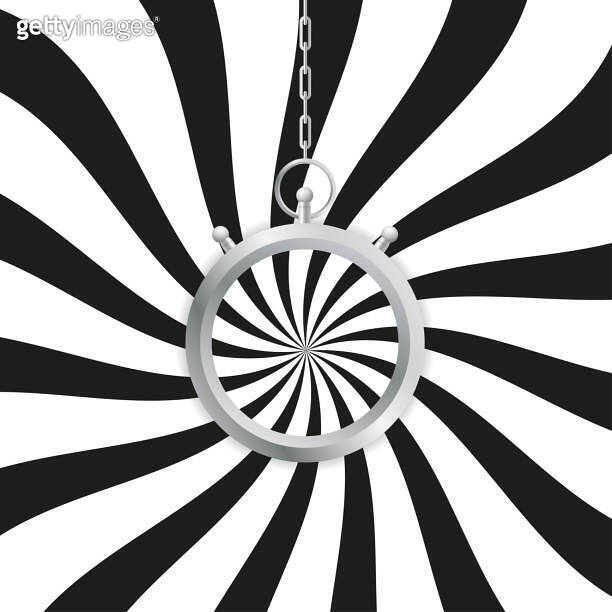 Hypnosis concept. Watch on a chain. Golden pocket watch. Mind control