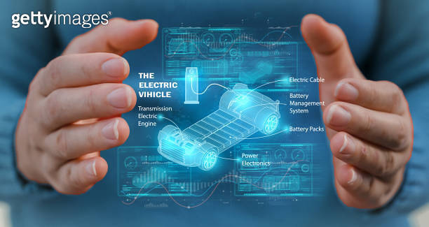 Human holding electric car, vehicle charging battery, EV car, power ...