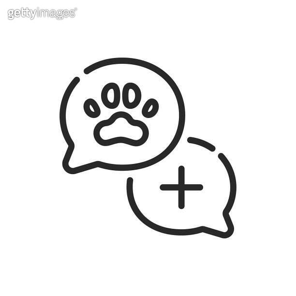 Online Veterinary Chat Icon Vector Outline Editable Sign of Animal