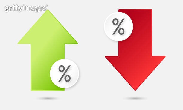 percentage arrow symbol up down, percent arrow icon increase decrease ...