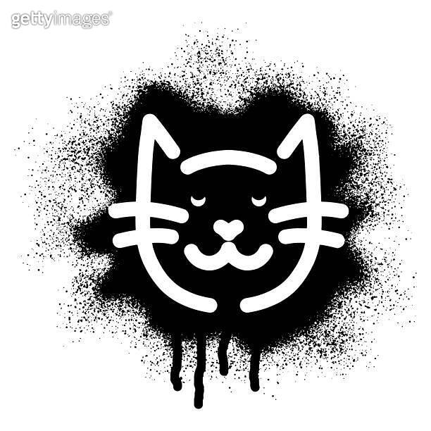 Cat face stencil graffiti with black spray paint 이미지 (1621845488) 게티이미지뱅크