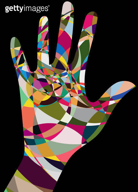 Vector Colors Mosaic Textured Hand Symbol Illustration 이미지 (1487503037 ...