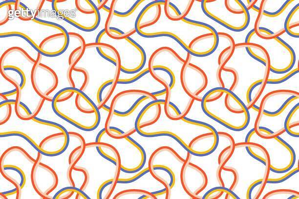 Creative cute squiggle print with colored abstract squiggles. Seamless ...