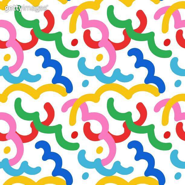 Wavy Seamless cute squiggle Pattern. Seamless print of colorful ...