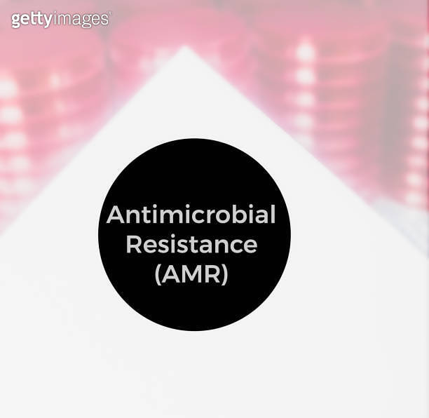 Paper with words antimicrobial resistance AMR or Multidrug resistant
