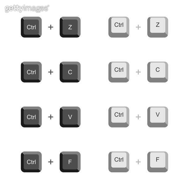 Keyboard Shortcut Key Icon Set. Back, Copy and Paste Shortcut Vector