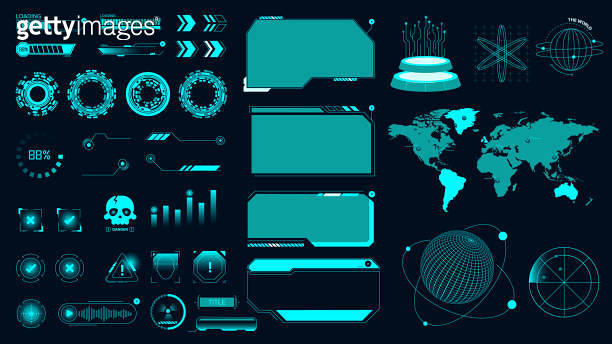 Hi-tech elements and HUD interface. HUD, UI, UX frames. HUD elements ...