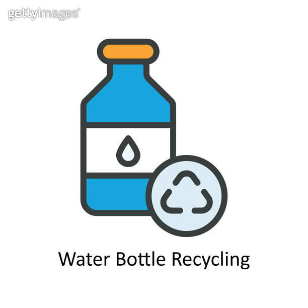 Water Bottle Recycling Vector Fill outline Icon Design illustration