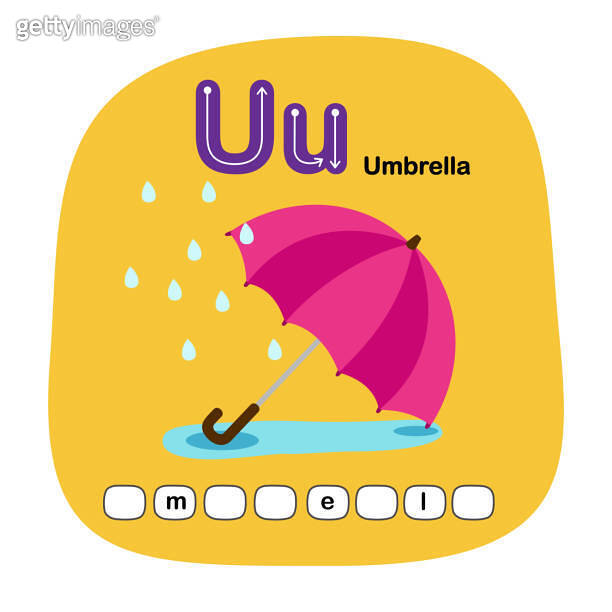 Illustration Isolated Alphabet Letter U-Umbrella 이미지 (1498975594) - 게티이미지뱅크