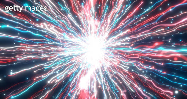 Abstract glowing energy explosion blue swirl fireworks from lines and ...