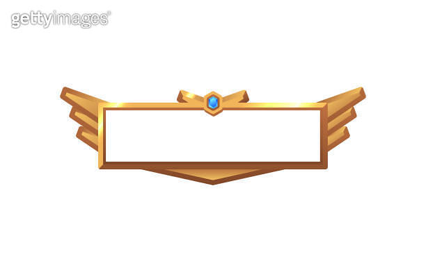 Level Border Sprite Golden rectangular shape frame decorated with gem, vector cartoon ...