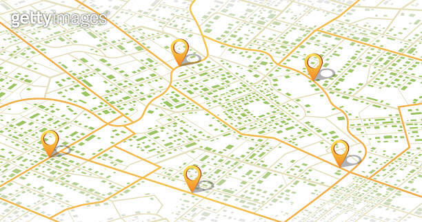 Tracking Map Vector Track navigation pins on street maps, navigate mapping technology and ...
