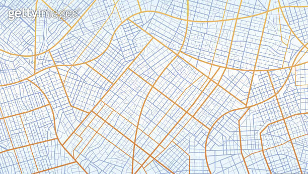 Blue city area, background map, streets. Skyline urban panorama, major ...