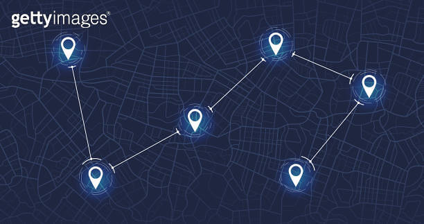 Tracking Map Vector Track navigation pins on street maps, navigate mapping technology and ...