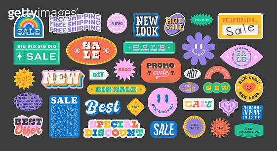 Colorful business sale sticker collection 이미지 (1454072124) - 게티이미지뱅크