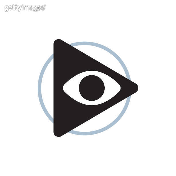 a Play sign with Eye symbol. Isolated Vector Illustration 이미지