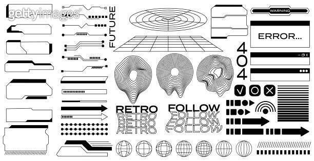 Elements of retrofuturistic geometry. Vector shapes in 2k style. 이미지 ...