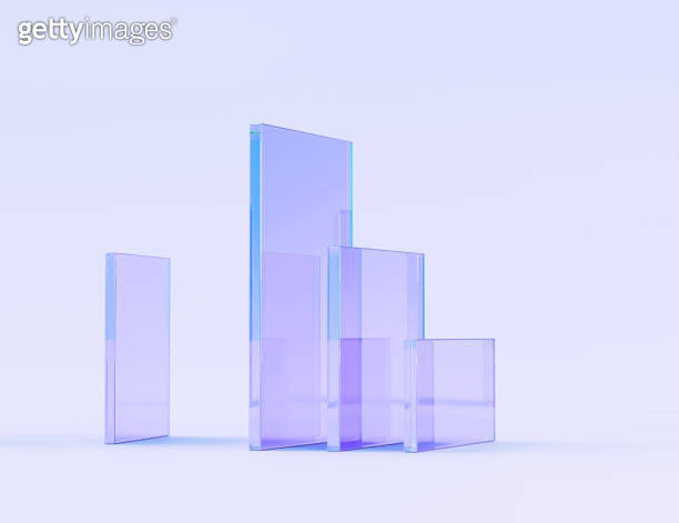 Glass square and rectangle plates on abstract purple background 3d ...