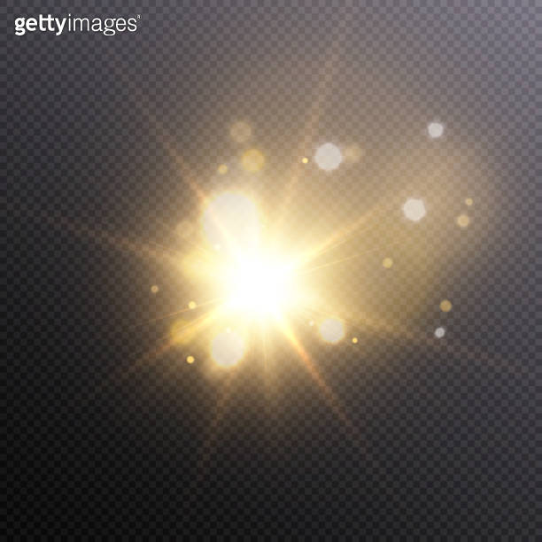 Bright sunlight light effect with beams and glare for vector ...