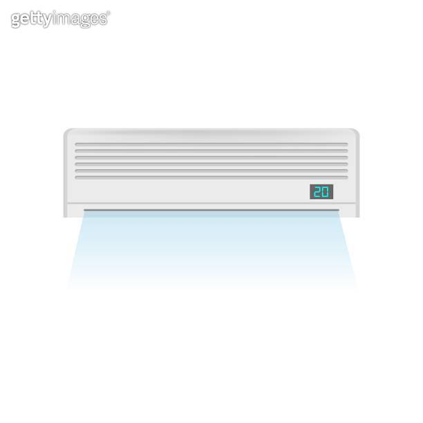 Realistic Detailed Air Conditioner Isolated on a White Background