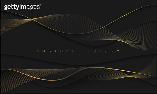 Abstract black dark gold line geometric curve design premium luxury ...