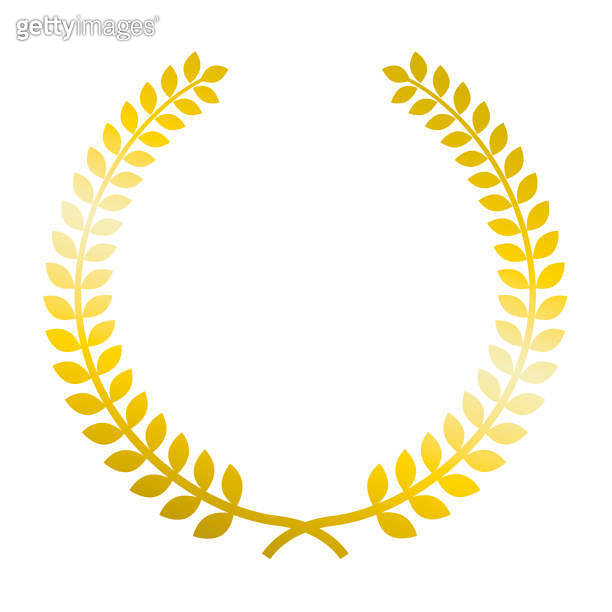 Illustration of gold laurel wreath (bay leaf wreath) . 이미지 (1662990411