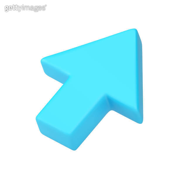 Up arrow right direction blue marker cyberspace interface cursor 3d ...