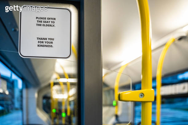 Bus Priority Box Elderly priority seat signage in city bus close up 이미지 (1461485674 ...