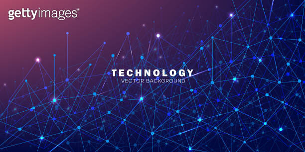 Data visualization technology network mesh background design 이미지 ...
